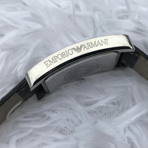 Emporio Armani Men Watch Black Leather Band Analog - Picture 4 of 8